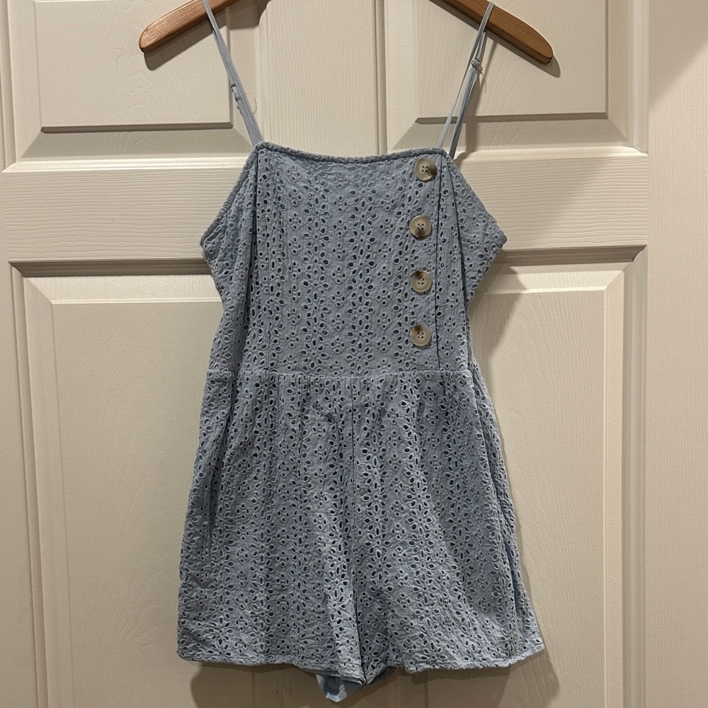 Blue Eyelet One Piece Romper